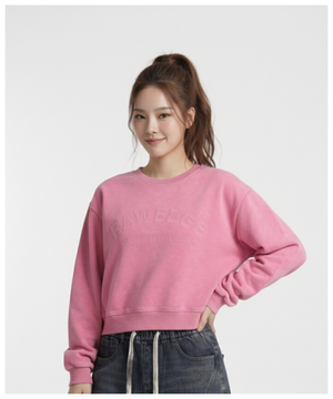 셀파  워싱 엣지 크롭 맨투맨