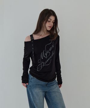 스트랩 오프숄더 롱슬리브 (블랙)