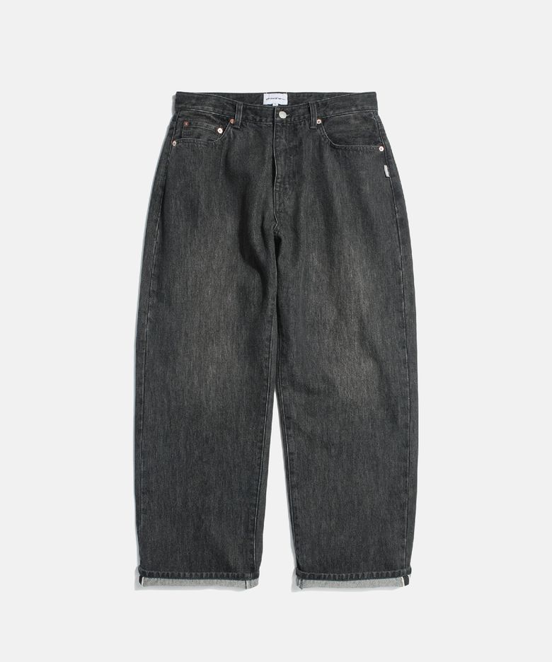 Selvedge Relaxed Denim Pants Faded Black