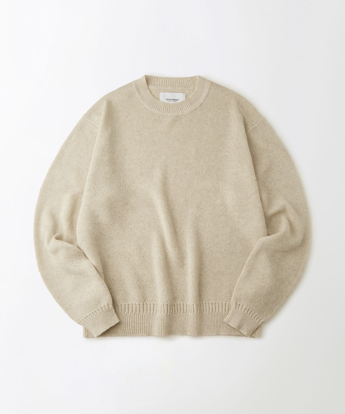 아웃스탠딩(OUTSTANDING) LINEN FISHERMAN CREW NECK KNIT_ECRU