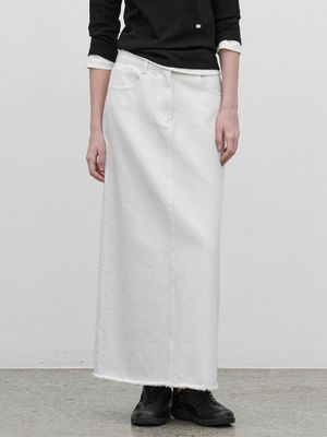 SEMI A-LINE MAXI DENIM SKIRT (SK-5073)