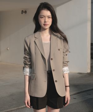 Hidden Stripe Single Jacket [Beige]