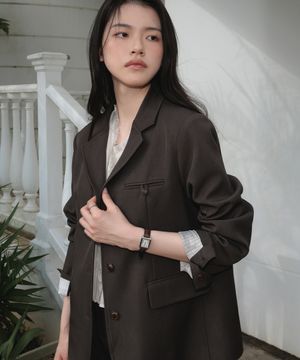 Hidden Stripe Single Jacket [Charcoal]