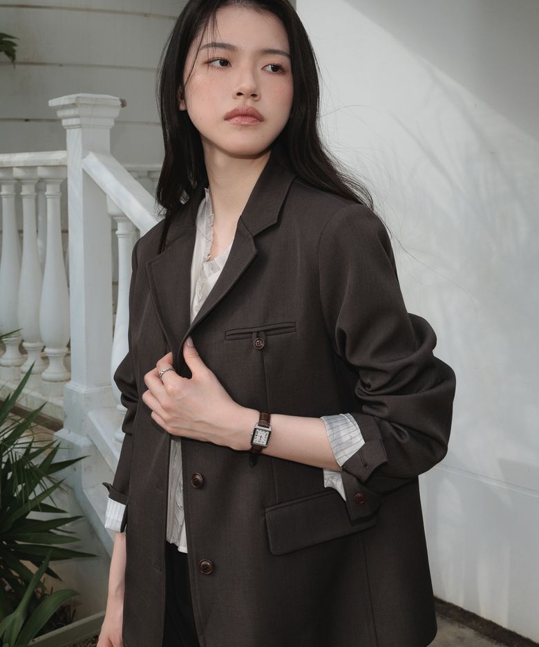 Hidden Stripe Single Jacket [Charcoal]
