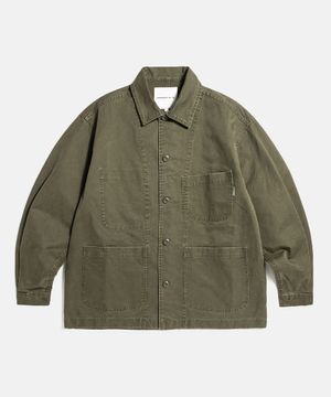 French Wide Work Jacket (Moleskin) Washed Olive