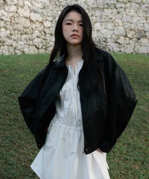 Back Logo Leather Jacket [Black]