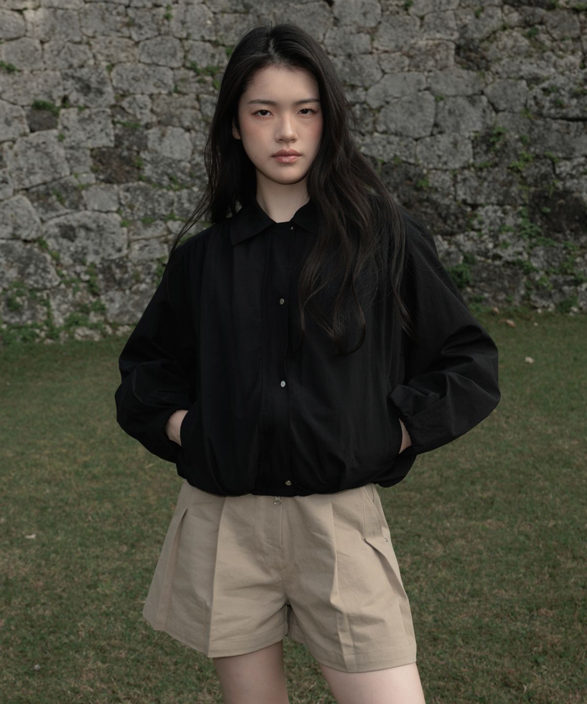 드헤베(DEHEVE) Volume Bomber Jacket [Black]