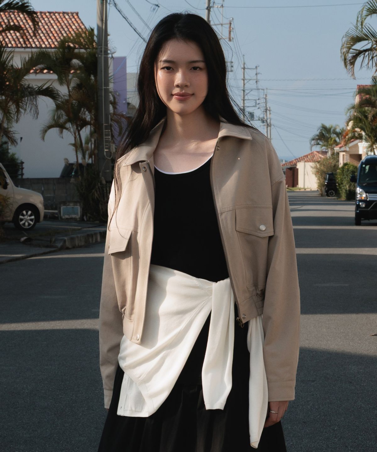 드헤베(DEHEVE) Pocket Cotton Jumper [Beige]