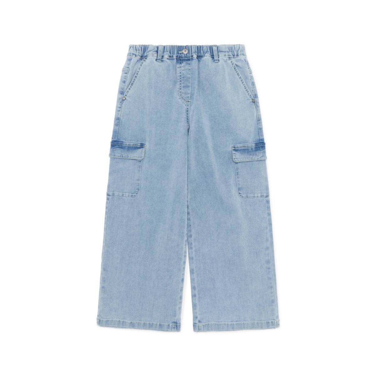내셔널지오그래픽 키즈(NATIONAL GEOGRAPHIC KIDS) K251GPT030 여아 와이드 카고 데님팬츠 BLUE