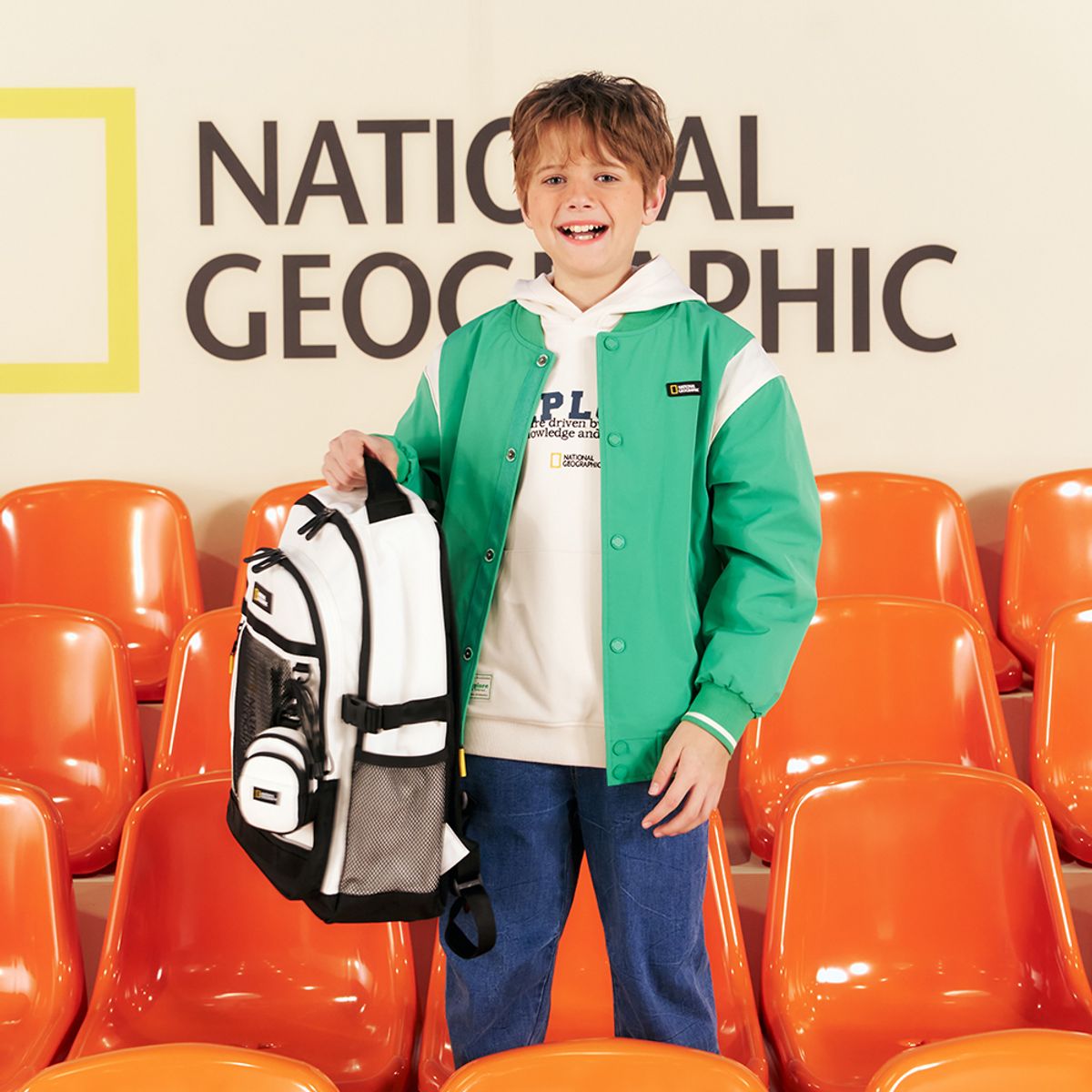 내셔널지오그래픽 키즈(NATIONAL GEOGRAPHIC KIDS) K241UJP010 우븐 베이스볼 점퍼 GREEN