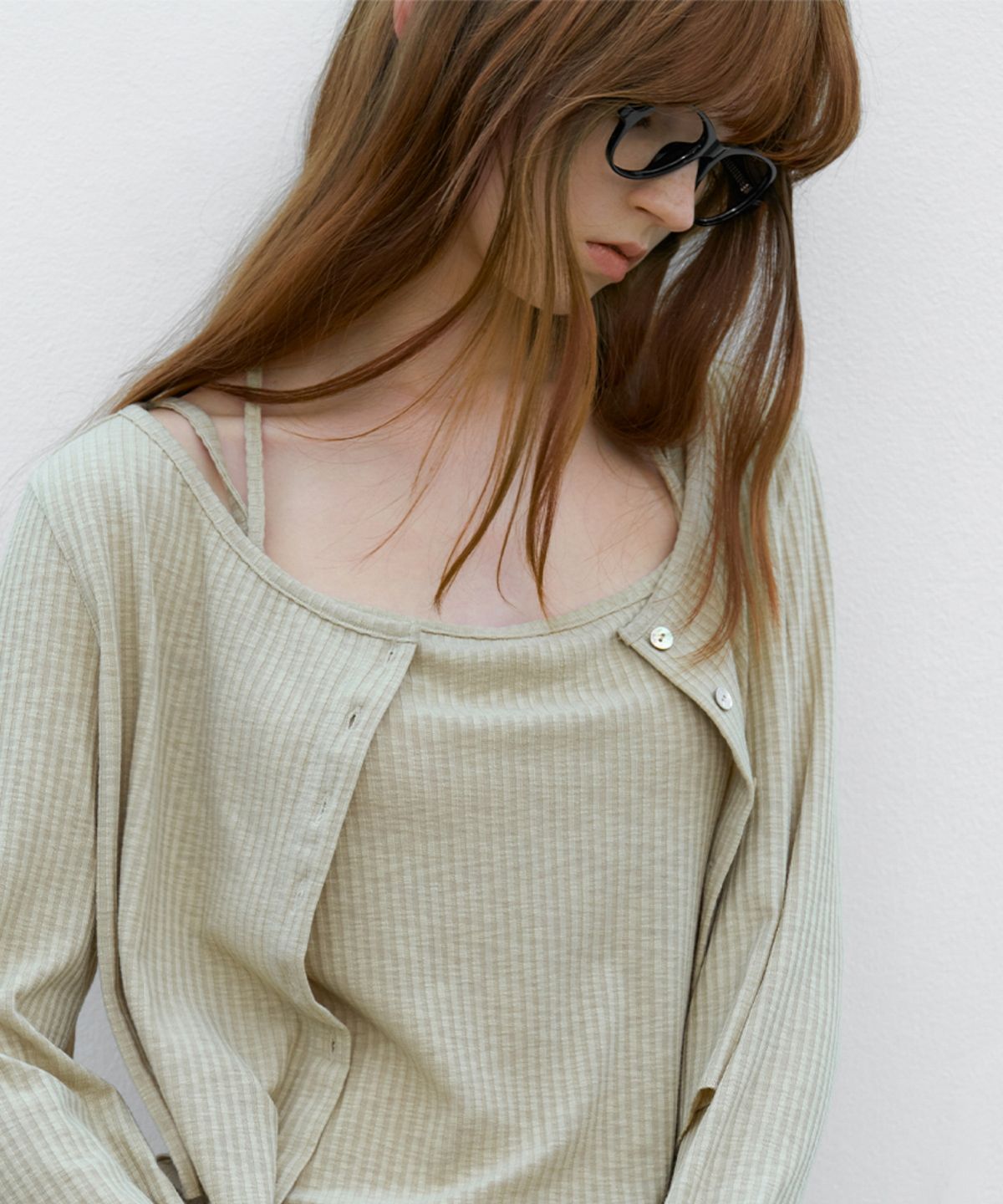 아틀리에 나인(ATELIER NAIN) CARDIGAN SET-UP RIBBEN DRESS S (OP-6317)