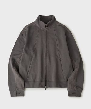 패널 믹스드 집업 져지 [차콜]