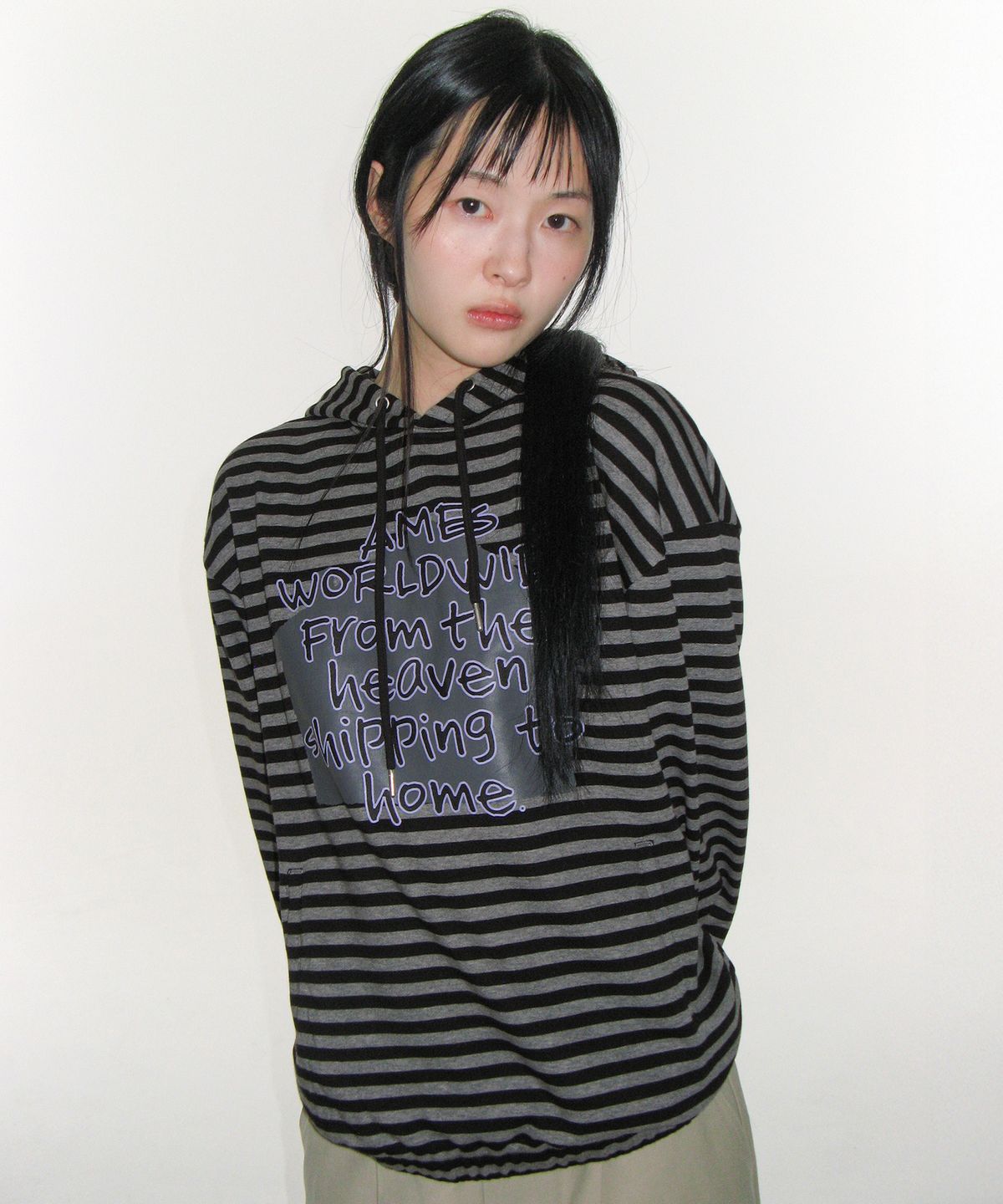 아메스 월드와이드(AMES-WORLDWIDE) HOMEBOUND STRIPE HOODIE BLACK