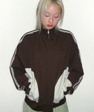 LACE TRACK ZIP-UP BROWN