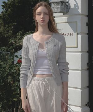 Frill Cable Knit Cardigan [Sky Blue]