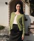Frill Cable Knit Cardigan [Olive]