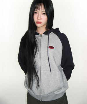 CIRCLE LOGO RAGLAN HOODIE ZIP-UP NAVY