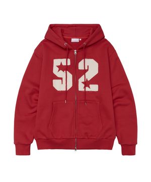 52 APPLIQUE HOODIE ZIP UP RED