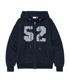 52 APPLIQUE HOODIE ZIP UP NAVY