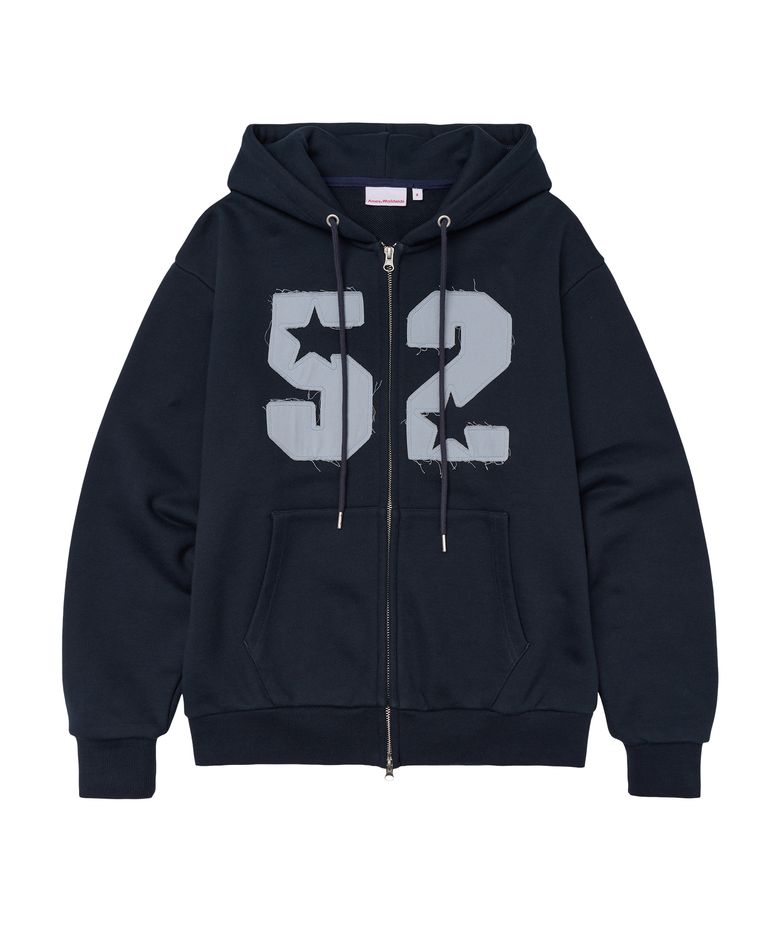 52 APPLIQUE HOODIE ZIP UP NAVY