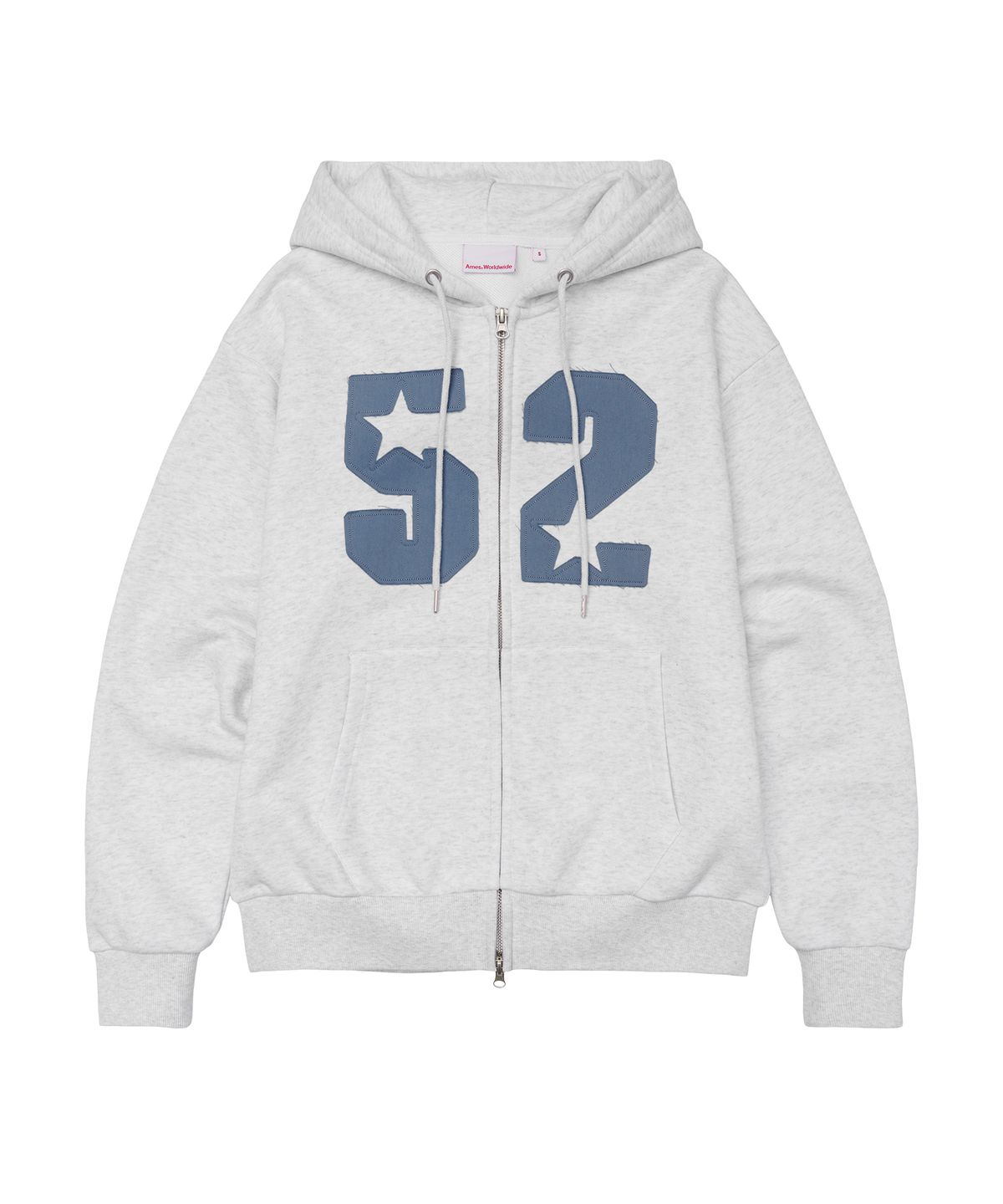 아메스 월드와이드(AMES-WORLDWIDE) 52 APPLIQUE HOODIE ZIP UP LIGHT GREY