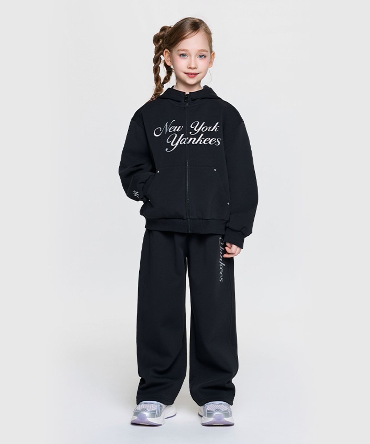 엠엘비 키즈(MLB KIDS) 스트릿 걸즈 후드집업 세트 NY (Black)