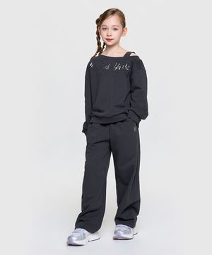 스트릿 걸즈 레터링 레이어드 맨투맨 세트 NY (D.Charcoal Grey)