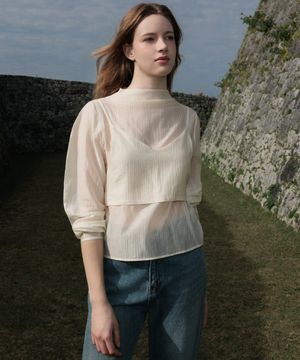 High-Neck Bustier Blouse [Butter]