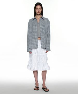 PWC 레이스 트림 티어드 미디 스커트_화이트