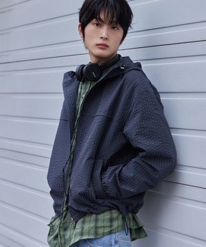 데일리 체크 윈드브레이커 블루