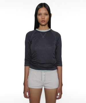 PWC 쉬어 레글런 쓰리쿼터 슬리브 티_차콜