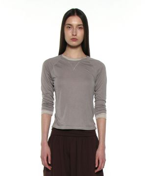 PWC 쉬어 레글런 쓰리쿼터 슬리브 티_그레이