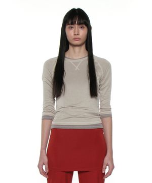 PWC 쉬어 레글런 쓰리쿼터 슬리브 티_에크루