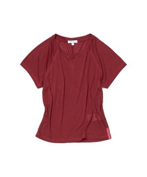 PWC 쉬어 레글런 스티치 숏슬리브 티_다크 레드