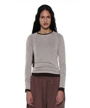 PWC 쉬어 레글런 스티치 롱슬리브 티_다크 베이지