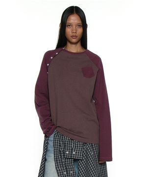 PWC 버튼업 포켓 레글런 티_레드빈