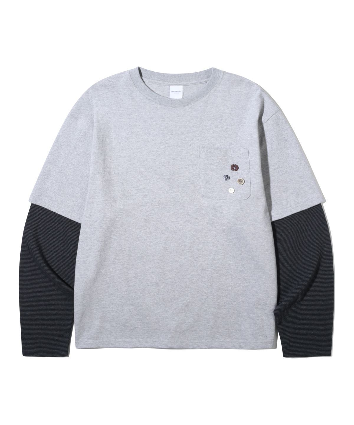 어반스터프(URBANSTOFF) 버튼 뱃지 레이어드 롱슬리브 (멜란지)