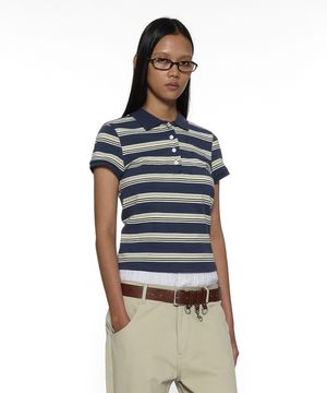 PWC 90s 포켓 폴로 숏슬리브 티_시멘트 블루