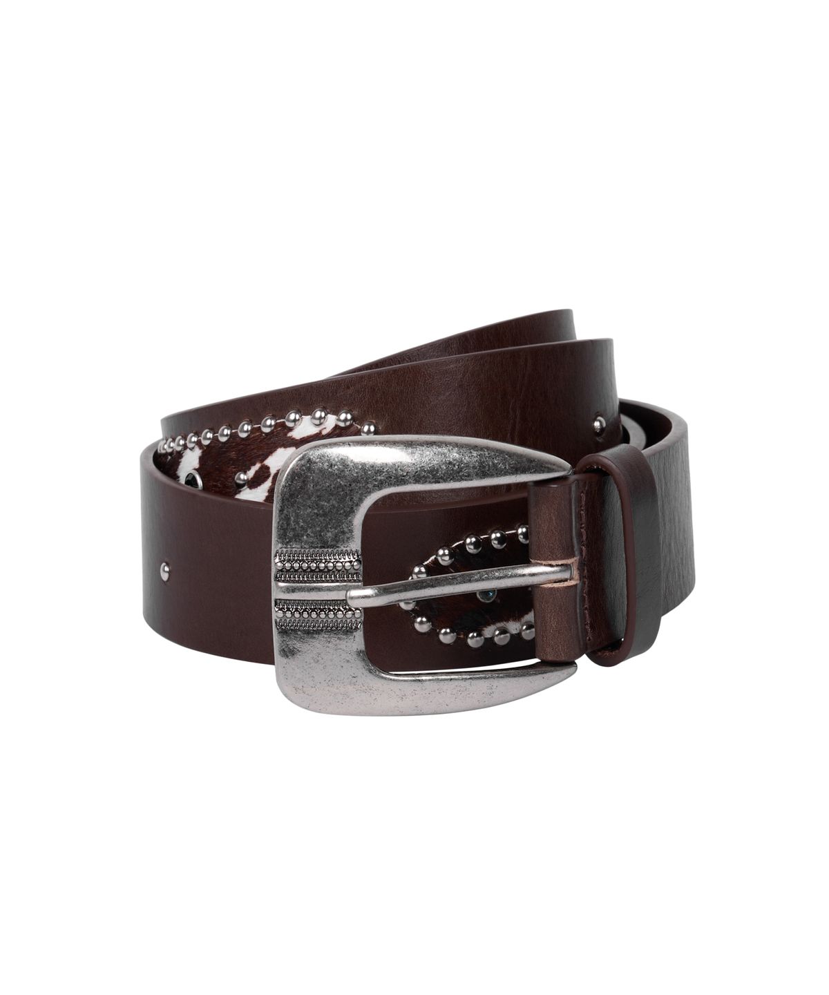 아캄(AAKAM) Calf Hair Gem Belt (Brown)