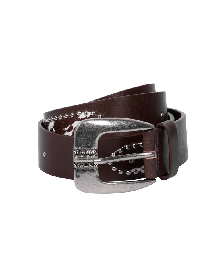 Calf Hair Gem Belt (Brown)