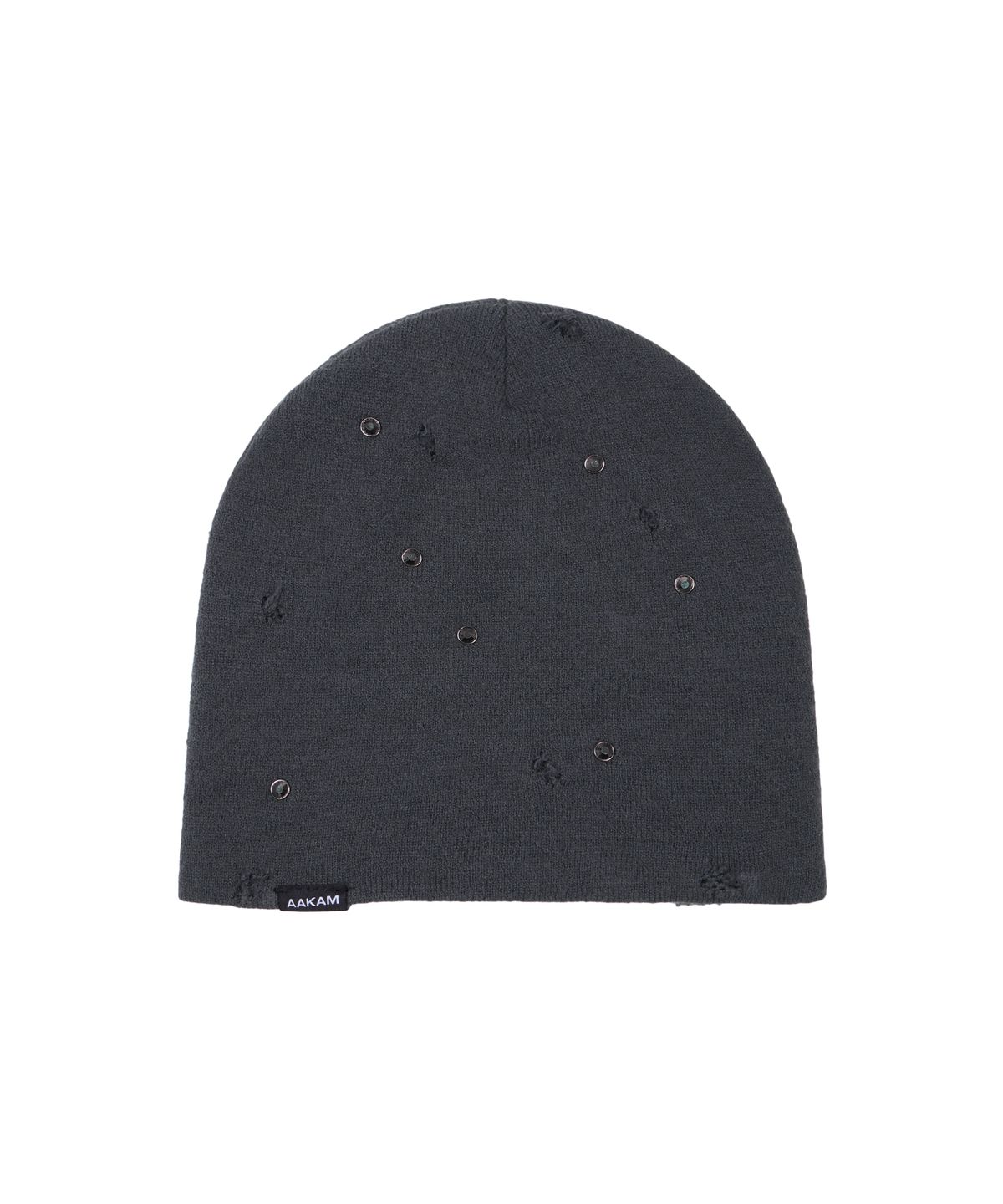 아캄(AAKAM) Rhinestone Damaged Long Beanie (Gray)