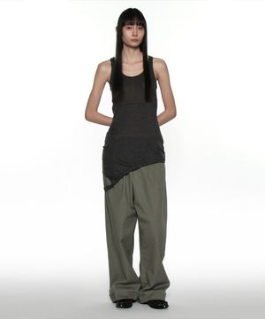 PWC 쉬어 트랜스폼 슬리브리스 드레스_차콜 멜란지