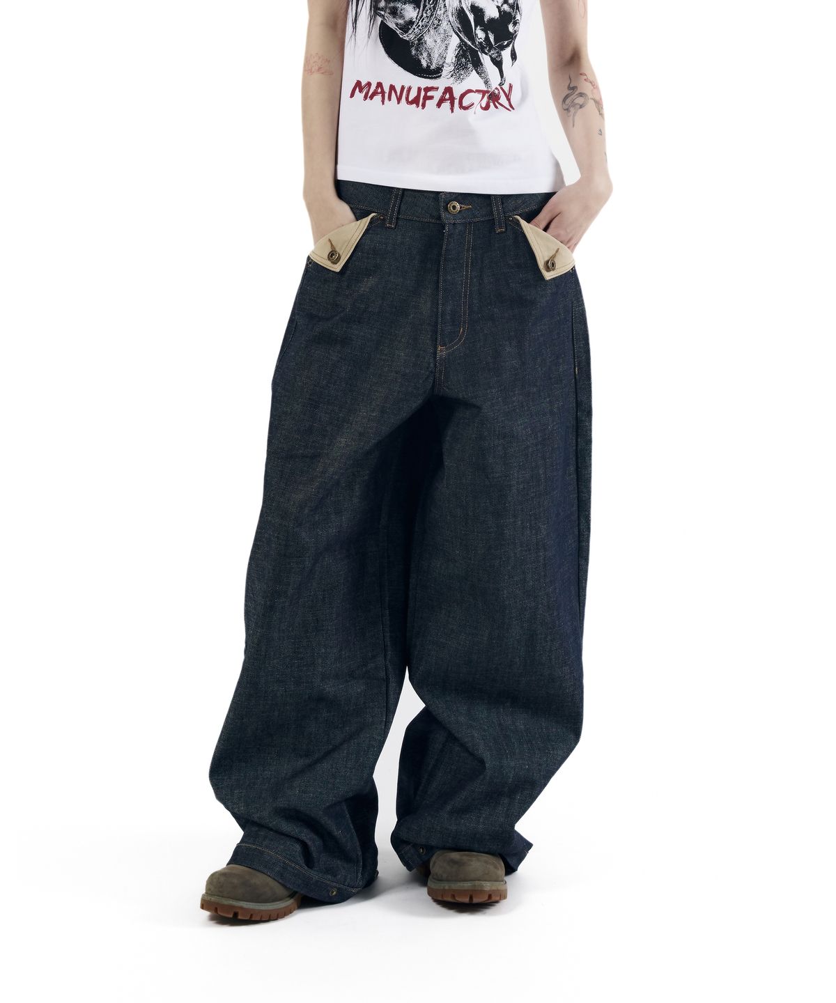 아캄(AAKAM) Bonnie Pocket Denim Pants (Indigo)