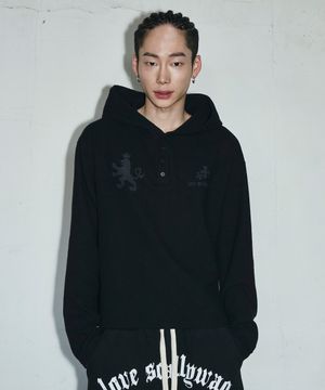와플 헨리넥 후디[블랙]
