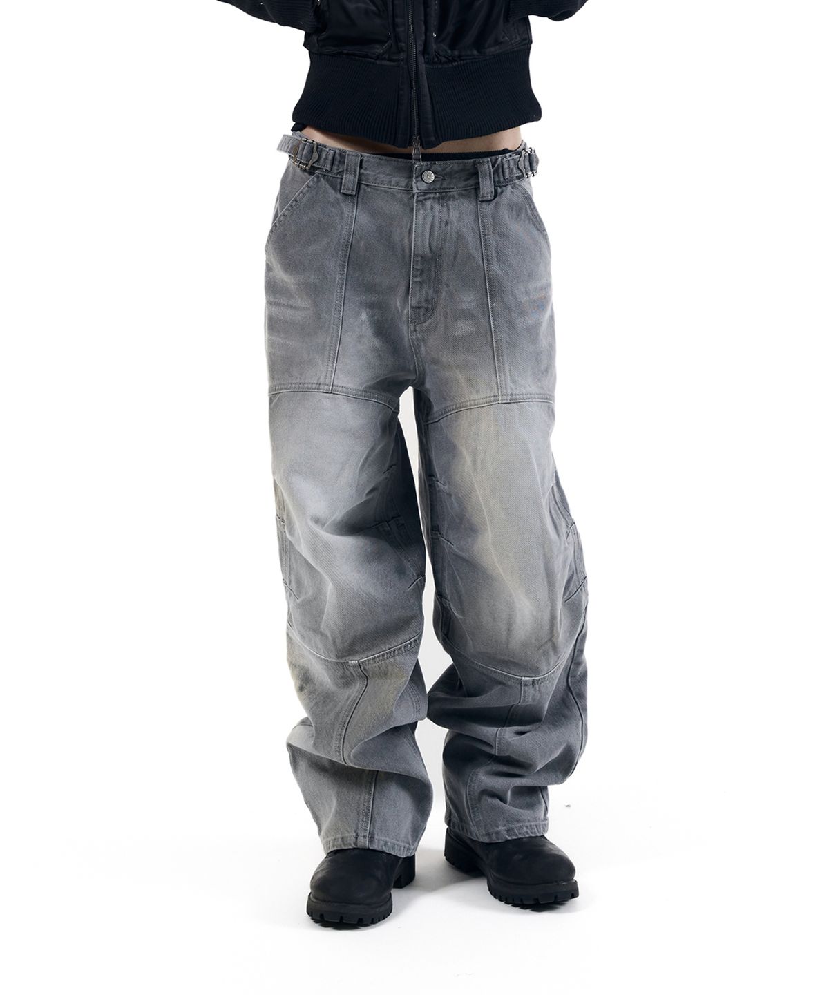 아캄(AAKAM) Knee Panel Biker Denim Pants (Gray)