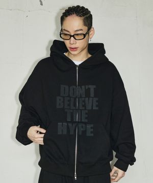레터링 오버핏 후드 집업[블랙]