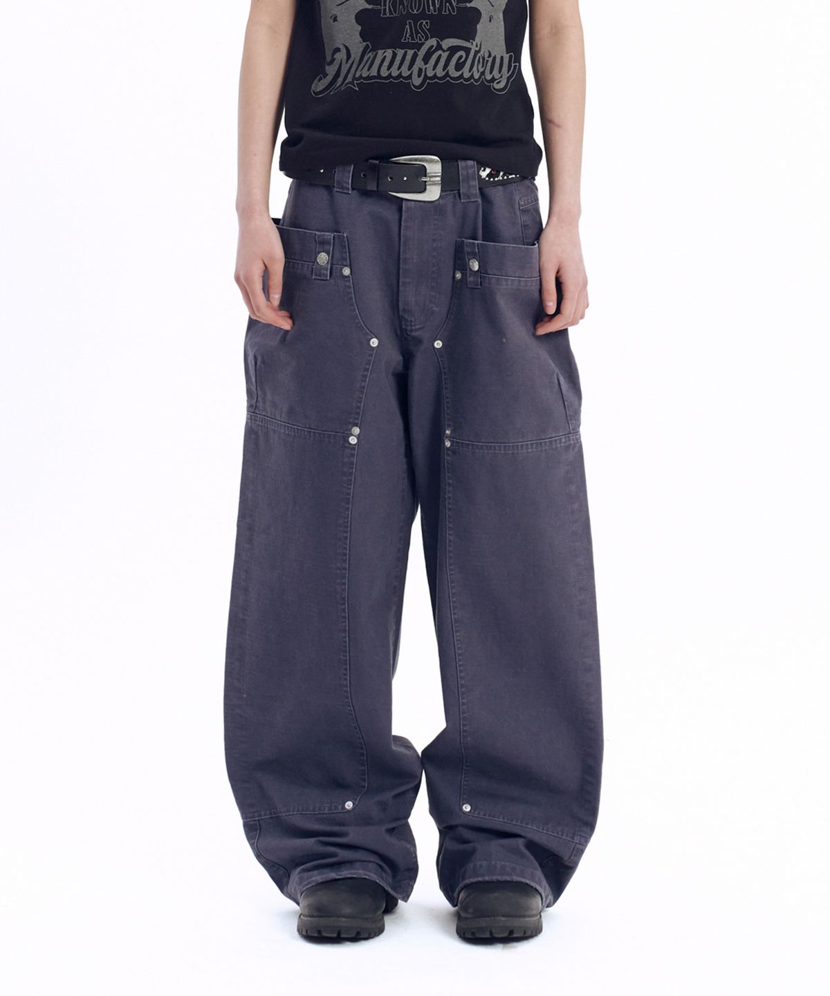 아캄(AAKAM) Walt Panel Cotton Pants (Navy)