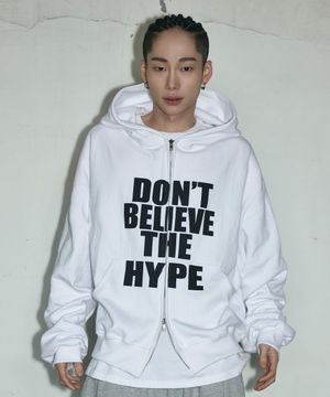 레터링 오버핏 후드 집업[화이트]