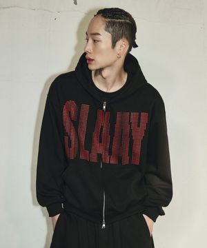 SLAAY 스타 도트 크롭 후드 집업[블랙]