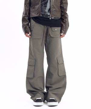 Flare Cargo Pocket Pants (Khaki)